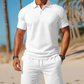 Tweedelige zomerset voor heren, bestaande uit een poloshirt en een korte broe