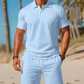 Tweedelige zomerset voor heren, bestaande uit een poloshirt en een korte broe