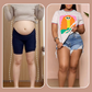 Hoogsluitende Denim Shorts met Diagonale Knopen & Gerafelde Zoom