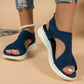 Comfortabele, ademende, platte sandalen met open neus voor dames in de zomer.