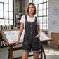 🌸Retro Effen Kleur Tuinbroek met Verstelbare Bandjes – Knoopsluiting, Grote Zakken, Relaxte Pasvorm✨