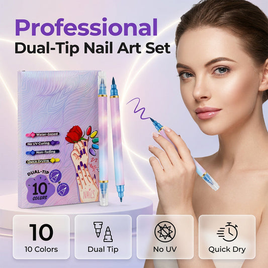 Set van 10-kleurige nailart-markeerstiften met dubbele punt