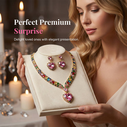 Fonkelende Hart Ketting & Oorbellen Set