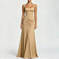 Women's Ruched Bodice Square Neck Maxi Dress