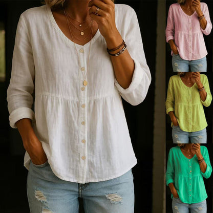 Women's Casual V-Neck Button-Down Top