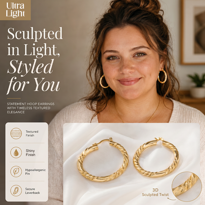💫 Save 50%! ✨ Twisted Hoop Earrings – Spiral design, lightweight & elegant 💍