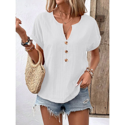 Women's V-Neck Short Sleeve Casual Top