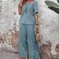 Women's Casual Top & Wide-Leg Pants 2-Piece Set