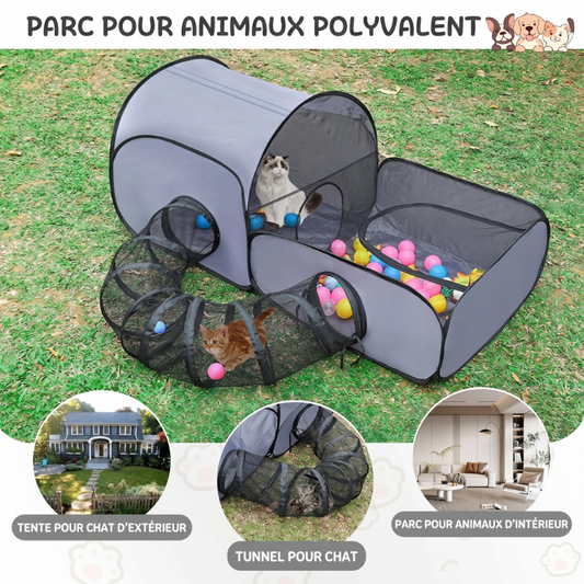 🐱 50% KORTING! 🏠 Opvouwbaar Kattenhuis met Hekwerk – Ademend, Wasbaar & Veelzijdig 🐾