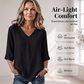 Casual damesblouse met V-hals en 3/4-mouwen