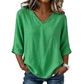Casual damesblouse met V-hals en 3/4-mouwen