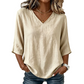 Casual damesblouse met V-hals en 3/4-mouwen