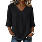 Casual damesblouse met V-hals en 3/4-mouwen
