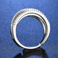 💫 50% KORTING! 💥 Verstelbare ring met gekruiste rijen – Schitterende zirkonia-steentjes, open band en spiegelafwerking – Ideaal voor dagelijks gebruik, op kantoor en voor feestjes