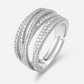 💫 50% KORTING! 💥 Verstelbare ring met gekruiste rijen – Schitterende zirkonia-steentjes, open band en spiegelafwerking – Ideaal voor dagelijks gebruik, op kantoor en voor feestjes