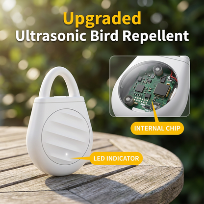 💥【LIMITED TIME 50% OFF】🔥 Ultrasonische Vogel- & Muggenverjager | 3 Instelbare Frequenties (Buiten/Binnen/Slaap) | 90mAh Batterij | Type-C Opladen | Draagbaar met Lus | Zwart/Wit/Geel