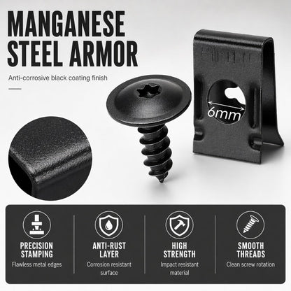 Universele Auto Metalen U-Type Clips en Schroeven Set
