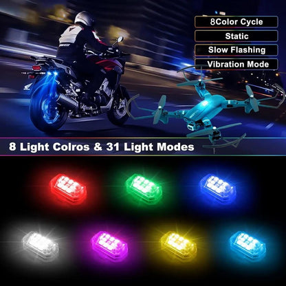 💥【50% OFF】🔥 Draadloos 8-Kleuren LED Stroboscoop | Drone Anti-Botsing/Fiets Waarschuwing/Noodsignaal | USB Oplaadbaar 90mAh | Afstandsbediening | Waterdicht | Voor DJI Air 2S/Mini 2/Mavic etc. | Multifunctioneel Veiligheidslampje 🚁