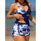 Tropical Print High Waist Tankini & Shorts Set