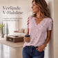 Dames T-shirt met geschulpte V-hals en hartjesprint