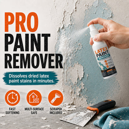 🏠 NU 50% KORTING! Multi-Oppervlak Latex Verfverwijderaar Spray – Snelwerkende Verfstripper, Lost Gedroogde Latexvlekken Op In Minuten, Verfverwijderaar met Schraper voor Renovatie & Reparatie