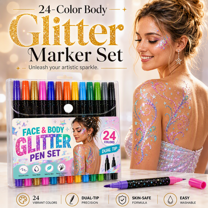 🎨 KOOP 1, KRIJG 1 GRATIS! ✨ Glitterstiften voor het gezicht – Dubbele punt, afwasbaar en veilig – Perfect voor kinderen en volwassenen 🧒