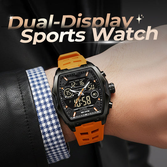 ⌚ Heren Dubbele Display Sportwatch – Analoog-Digitale Horloge Met Verlichte Wijzerplaat