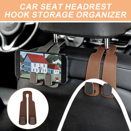 🚗🧸 Opbergorganizer voor de hoofdsteun in de auto – Stevig, met meerdere vakken, eenvoudig te bevestigen; houd speelgoed, flesjes en tabletten binnen handbereik van de achterpassagiers, voor een altijd opgeruimd interieur 🛣️✨