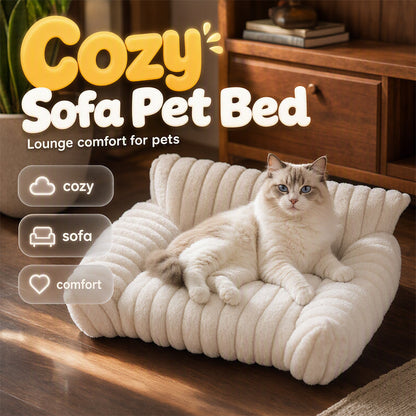 🐾✨50% KORTING! 🐱🐶 Gezellig Sofa Huisdierbedde – Ultrazacht, Verhoogde Bolsterranden & Super-Zachte Geribbelde Pluche. Meer dan 11.382 Blije Huisdieren Slapen in Stijl!✨
