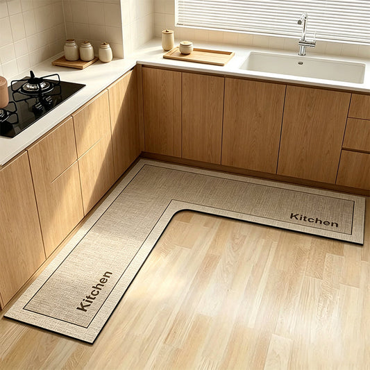 🎉2026 Uitverkoop! Meer dan 17.000 verkocht! 🖕50% KORTING! 🧉💧 Sneldrogende L-Vormige Antislip Keukenmat — Absorbeert Water & Olie, Glijdt Niet, Optimaal Comfort Tijdens het Koken. 🏠