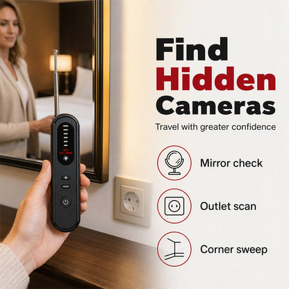 🛡️ NU 50% KORTING! 🔍 Anti-spionagecamera- en GPS-detector – Draagbaar, gevoelig en eenvoudig te scannen – Vind overal verborgen camera’s en trackers