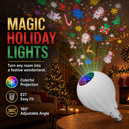 🎄✨ 50% KORTING! Tover je kamer in kerstsfeer – deze draaiende projectorlamp projecteert 16 feestelijke patronen op muur en plafond. E27, RGB LED, 180° verstelbare kop. Geen extra ruimte nodig!