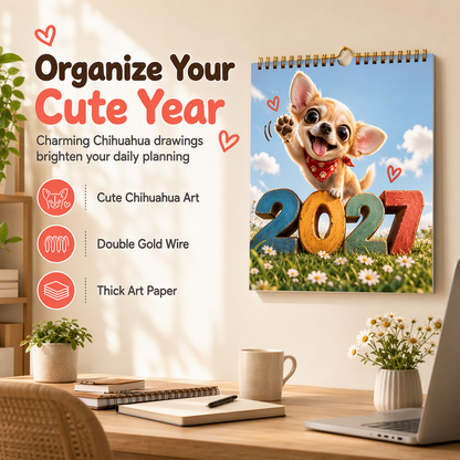 🎄🎁Kerstuitverkoop 🐕Chihuahua-wandkalender voor 12 maande