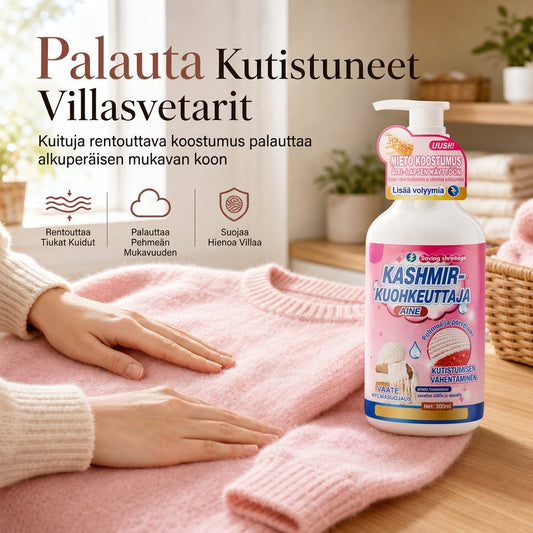 🧶50% alennusta nyt! Villa-kasmirhohkoisa hoitoaine – kutistuneiden neulepuseroiden muotoilun palauttaja, hellävarainen kuitujen rentouttava hoitoneste, palauta neulevaatteiden koko ja pehmeys