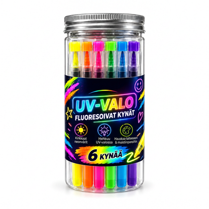 🌈 UV-reaktiiviset neon-värilyijykynäsarjat
