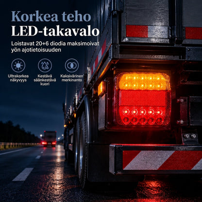 ✨🚚 26 LED:n kaksiväriset takavalot – 50 % alennus! Tehokkaat punainen/keltainen, suljettu säänkestävä kotelo, 12V/24V – turvalliseen yökuljetukseen. 💡