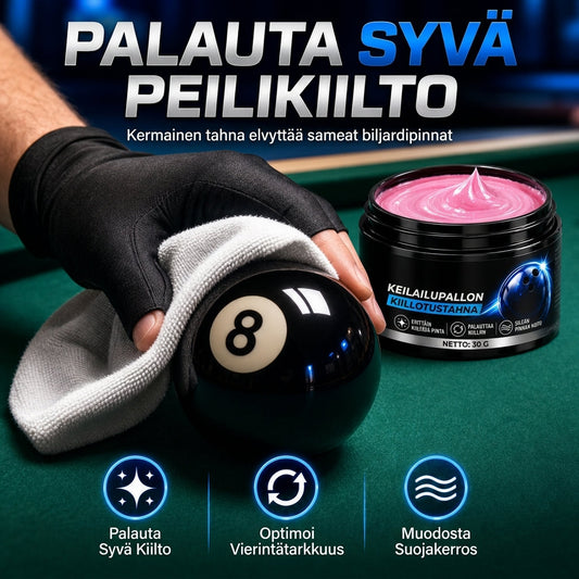 Biljaripallojen kiillotuskerma kiillon palauttamiseksi