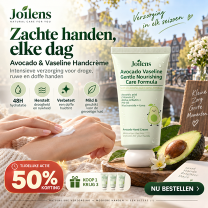 🥳 BESTSELLER 2026 – 50% KORTING! 🔥 +50.000 verkocht! 🥑🧴 Handcrème met avocado & vaseline – 48 uur hydratatie, kalmerend, verhelderend, zacht voor de gevoelige huid. Koop 1, krijg 3 gratis!